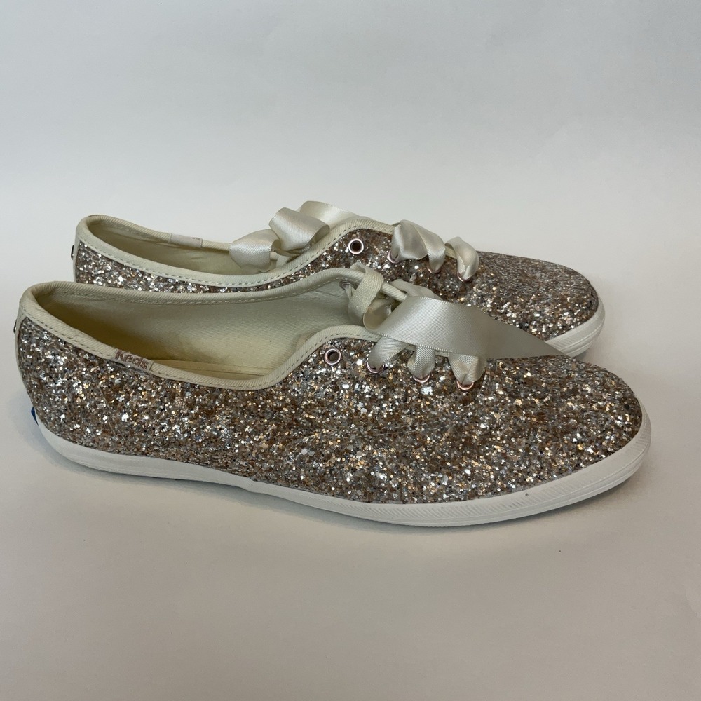 Keds Kate Spade  Shoes Women's 7,5W Platinum Gold Pink  Glitter Sparkly Sneakers